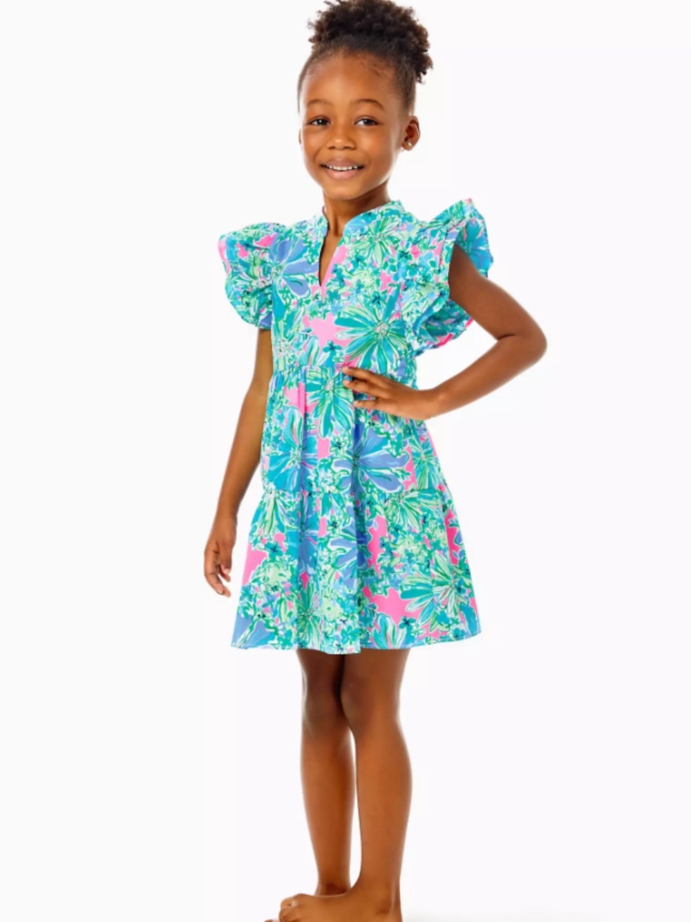 Lilly Pulitzer Girls Mini Aldena Dress In Soleil Pink Good Hare Day Size 8